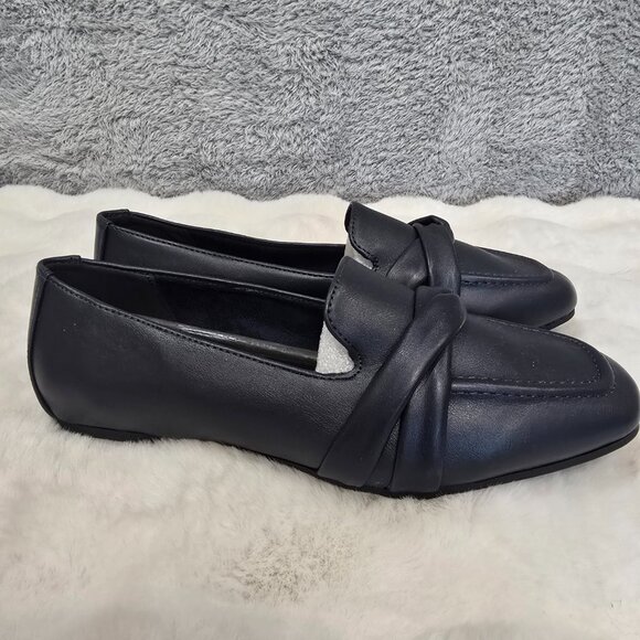 Easy Street Women's Betty Square Toe Flats Size 6 WW Extra Wide NEW Navy Office - Picture 4 of 9